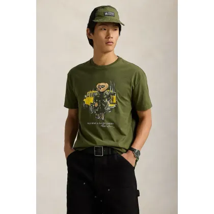 Zdjęcie Polo Ralph Lauren t-shirt bawełniany męski kolor zielony z nadrukiem 710854497