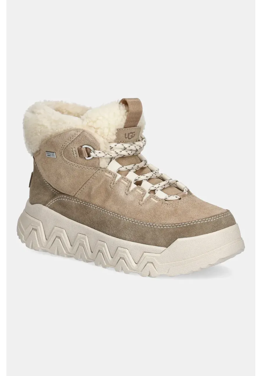 obrazek 1 UGG botki zamszowe Terretrail Cozy Lace damskie kolor beżowy na platformie ocieplone 1158210-SAN