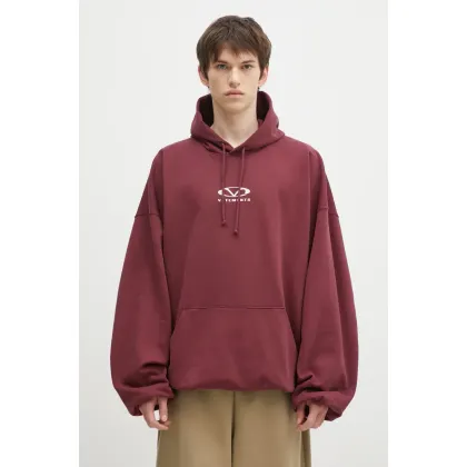 Zdjęcie VETEMENTS bluza Oval Logo Cropped Boxy męska kolor bordowy z kapturem z nadrukiem UA66HD600R