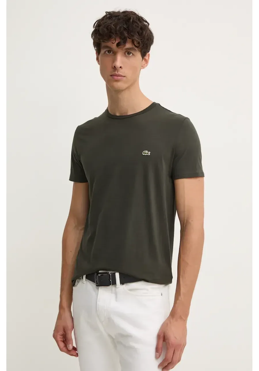 obrazek 1 Lacoste t-shirt bawełniany męski kolor zielony gładki