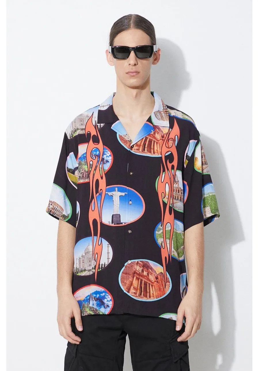 obrazek 1 PLEASURES koszula 7 Wonder Camp Shirt męska kolor czarny regular P24SP001.BLACK