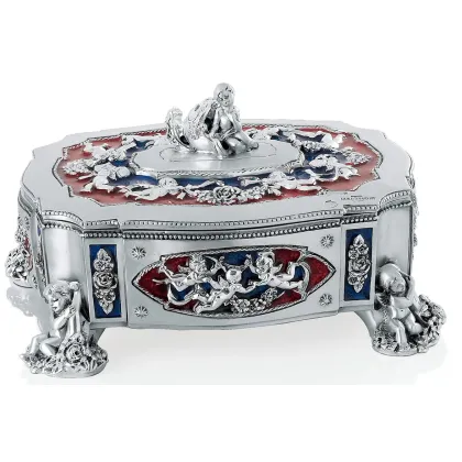 Zdjęcie Śliczny posrebrzany pojemnik na damską biżuterię