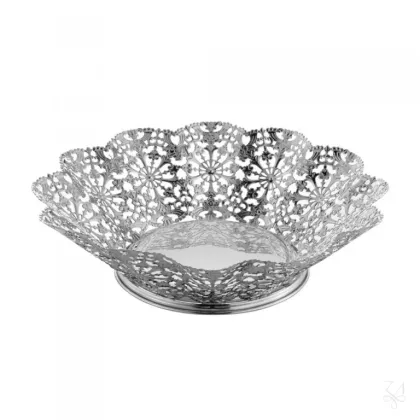 Picture Round silver basket with a wavy shape - Zaramella Argenti