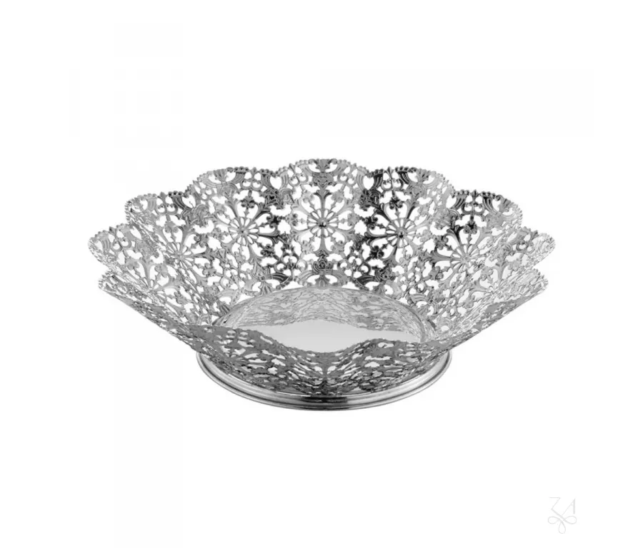 picture 1 Round silver basket with a wavy shape - Zaramella Argenti