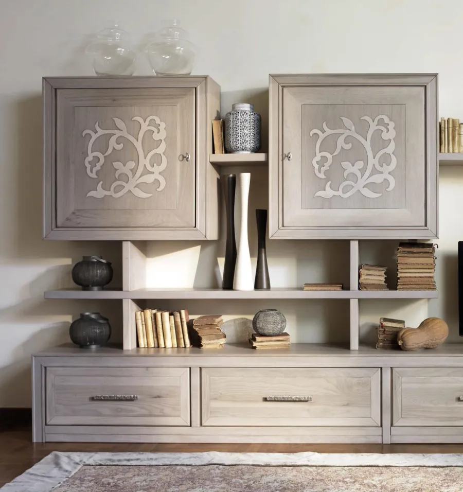 picture 1 Classic bookcase with 2 hanging cabinets and 4 drawers for a luxury apartment - Cantiero