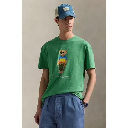Zdjęcie Polo Ralph Lauren t-shirt bawełniany męski kolor zielony z nadrukiem 710973138