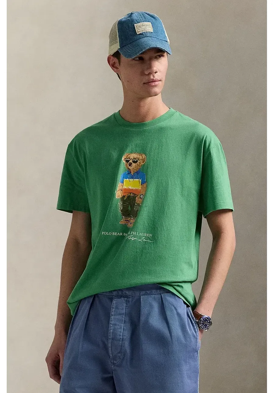 obrazek 1 Polo Ralph Lauren t-shirt bawełniany męski kolor zielony z nadrukiem 710973138