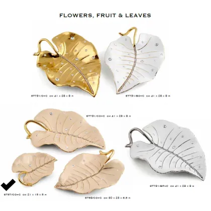 Zdjęcie Stylowy, mały liść z kryształkami i łańcuszkiem z Włoch - Bruno Costenaro