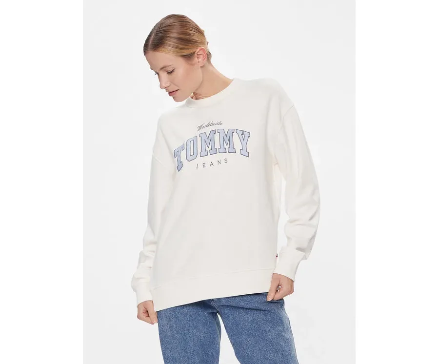 obrazek 1 Tommy Jeans Bluza Tjw Rlx Varsity Luxe Crew DW0DW17339 Biały Regular Fit