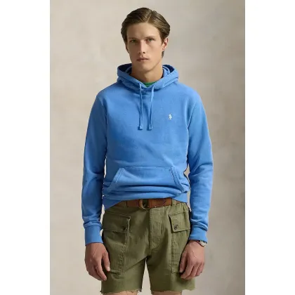 Zdjęcie Polo Ralph Lauren bluza bawełniana męska kolor niebieski z kapturem gładka 710916690