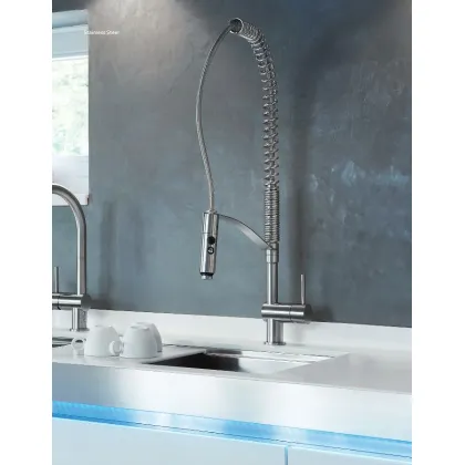 Zdjęcie Ekskluzywny jednouchwytowy czarny kran kuchenny ze stali nierdzewnej