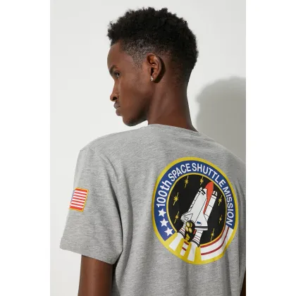 Zdjęcie Alpha Industries t-shirt bawełniany kolor szary z nadrukiem 176507 17 176507.17-GRAFITOWY