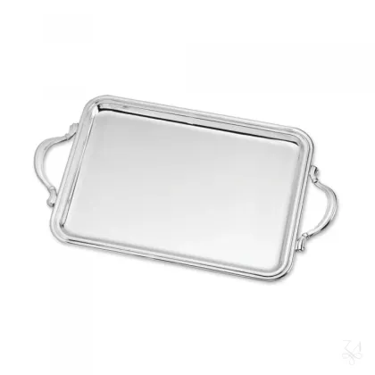 Zdjęcie Piękna stylowa srebrna taca Inglese 36×27 cm z rączkami - Zaramella Argenti