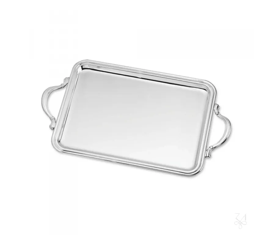 obrazek 1 Piękna stylowa srebrna taca Inglese 36×27 cm z rączkami - Zaramella Argenti