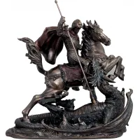 Zdjęcie Statuetka dekoracyjna - Święty Jerzy w walce ze smokiem
