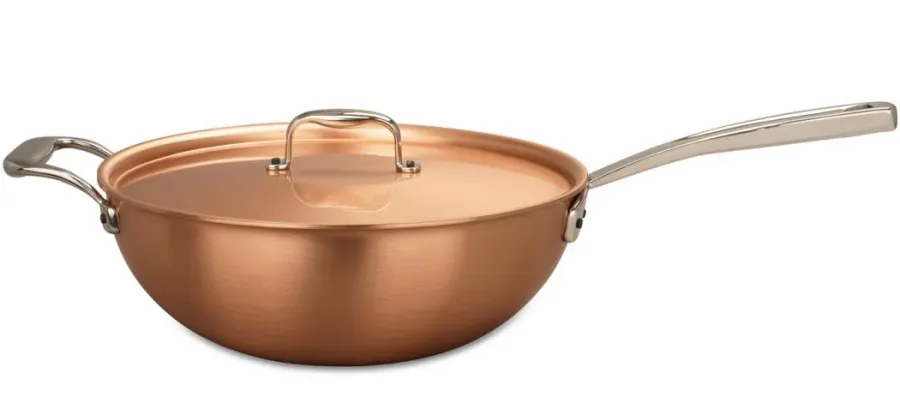 obrazek 4 Wok z miedzi o średnicy 28 cm z rączką i uchwytem pomocniczym