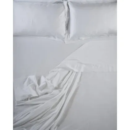 Zdjęcie Białe prześcieradło z satyny bawełnianej do sypialni