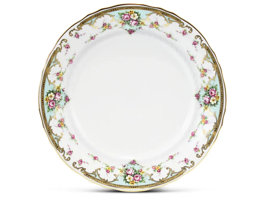 obrazek 2 Stylowy 18-elementowy komplet porcelanowych talerzy zdobiony motywem kwiatów – Leander