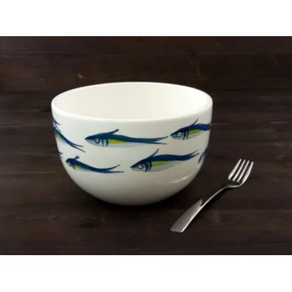 Zdjęcie Średnia ceramiczna ręcznie malowana miska sałatkowa z sardynkami - Le Ceramiche