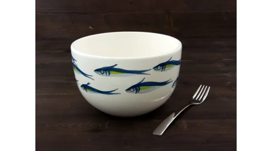 obrazek 1 Średnia ceramiczna ręcznie malowana miska sałatkowa z sardynkami - Le Ceramiche