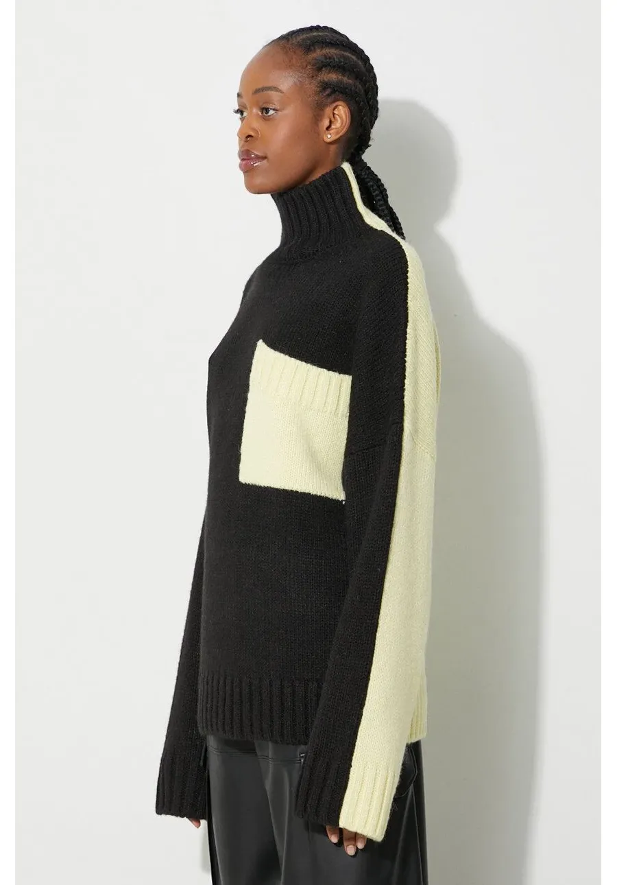 obrazek 1 JW Anderson sweter wełniany damski kolor czarny z półgolfem KW1004.YN0144