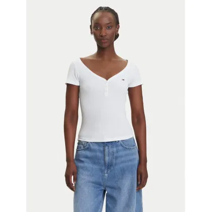 Zdjęcie Tommy Jeans T-Shirt Henley DW0DW20902 Biały Slim Fit
