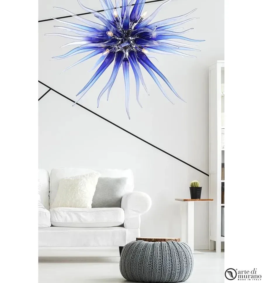 obrazek 1 Ciekawa lampa wisząca Medusa ze szkła Murano na 6 świateł