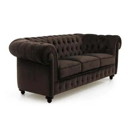 Zdjęcie Brązowa wygodna elegancka sofa w stylu Chesterfield - Sevensedie