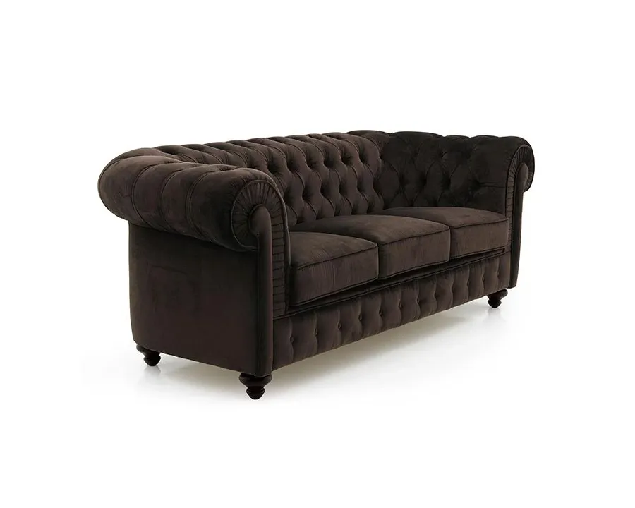 obrazek 1 Brązowa wygodna elegancka sofa w stylu Chesterfield - Sevensedie