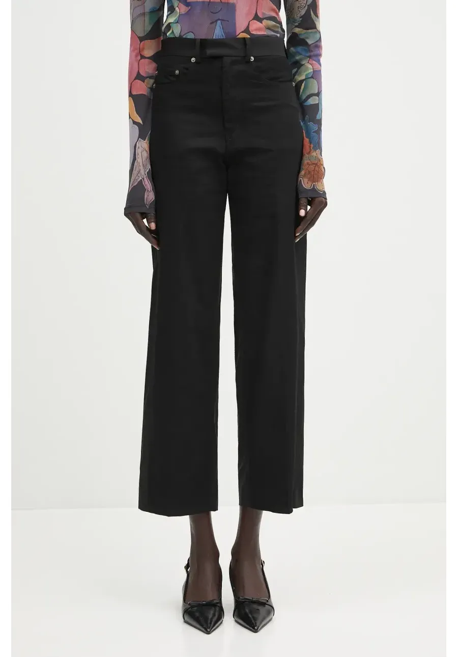 obrazek 1 Undercover spodnie z domieszką wełny Pants damskie kolor czarny proste high waist UP1E1505