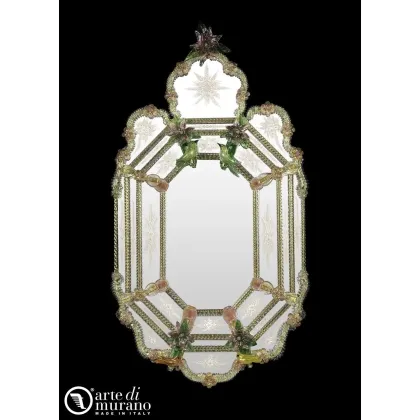 Zdjęcie Zjawiskowe włoskie lustro ze szkła Murano