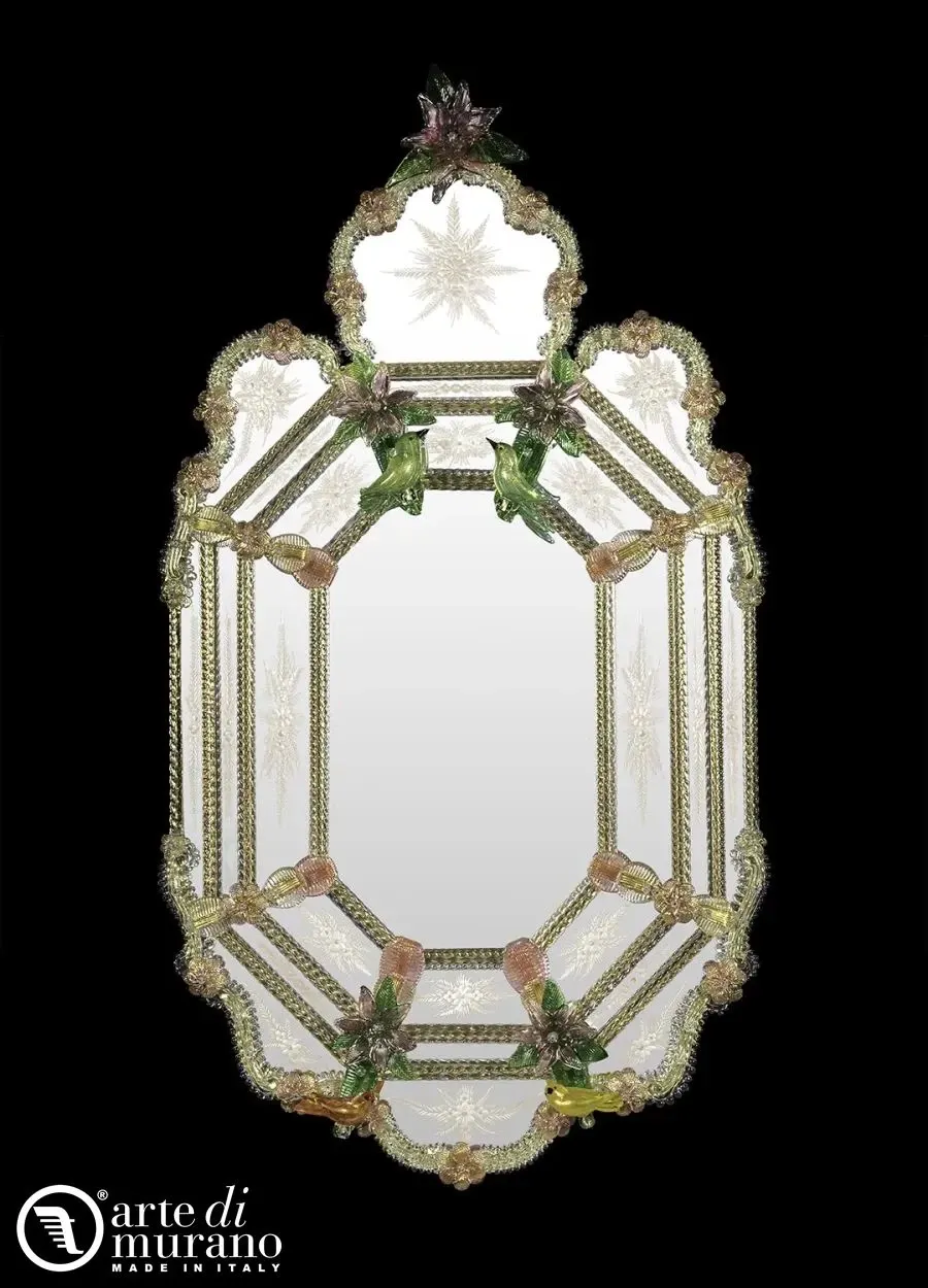 obrazek 1 Zjawiskowe włoskie lustro ze szkła Murano