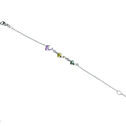 Zdjęcie Dziewczęca włoska bransoletka z emaliowanymi delfinami z łańcuszkiem rolo'