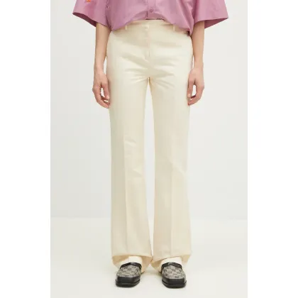 Zdjęcie Kenzo spodnie z domieszką lnu damskie kolor beżowy dzwony high waist FF52PA1019GA.04