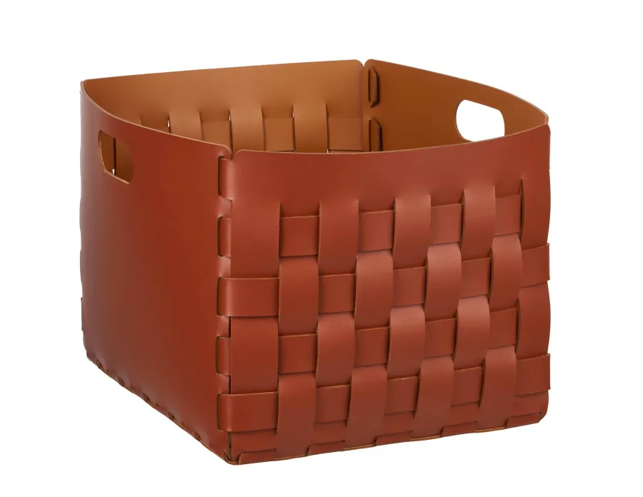 obrazek 1 Elegancki kosz Bottega 35x40xH30 cm wykonany z bordowej skóry