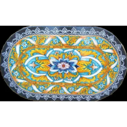 Zdjęcie Stylowy blat z lawy wulkanicznej do ogrodu i na taras zdobiony bogatym roślinnym ornamentem - Ceramiche Valchida