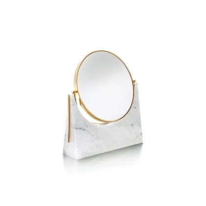 Zdjęcie Podwójne lusterko stołowe wykonane z prawdziwego marmuru do stylowej łazienki – Il Paralume Marina