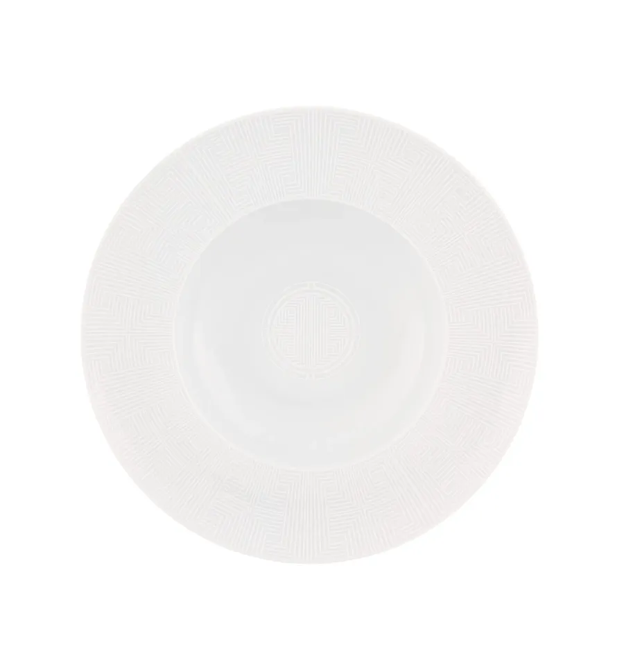 obrazek 1 Biały klasyczny talerz do zupy Eternal z delikatnym geometrycznym wzorem - Vista Alegre