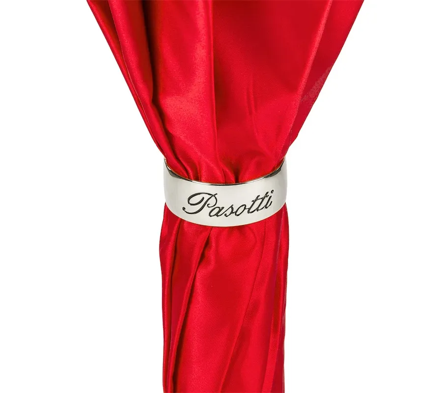 obrazek 5 Stylowy czerwony parasol damski w czarne kwiaty z czarną rączką - Pasotti