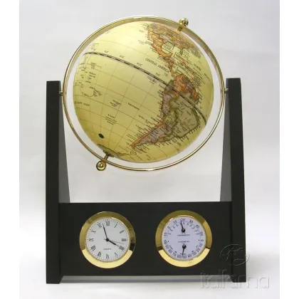 Picture Decorative globe on the desk with a clock and barometer
