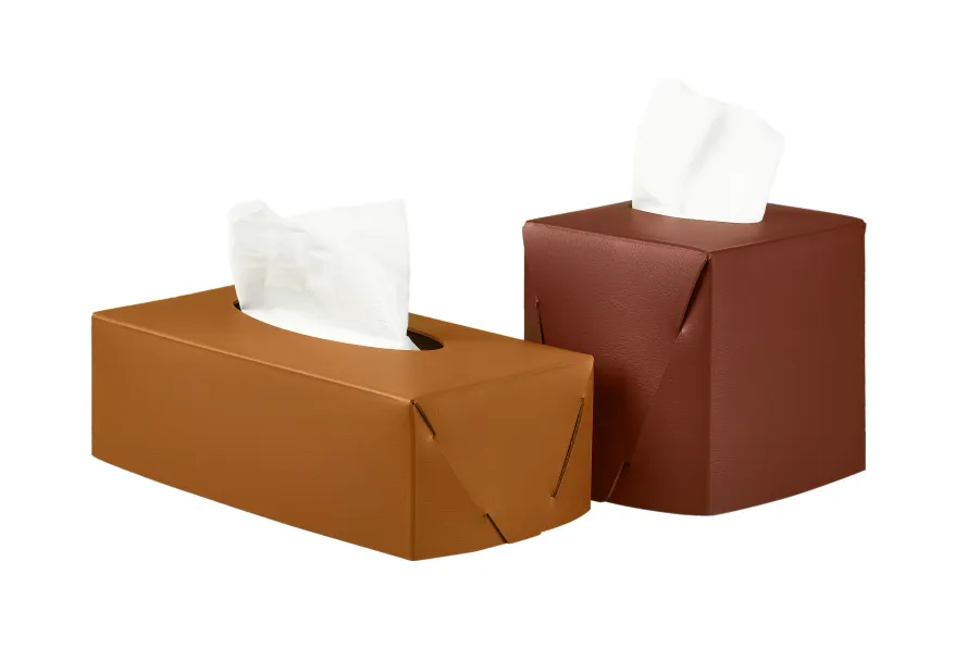 picture 2 Stylish leather tissue box 12x12xH12 cm in burgundy color