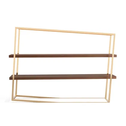 Picture Bookshelf made of walnut wood and brass