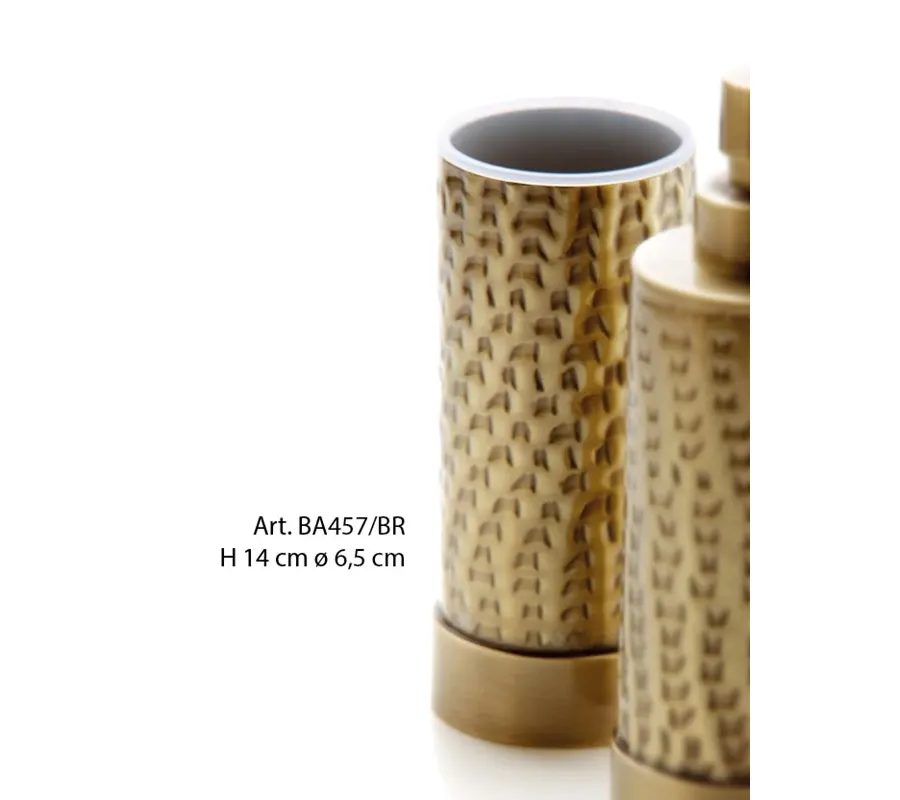 obrazek 1 Młotkowany mosiężny pojemnik na szczoteczki w wykończeniu brunito - Il Paralume Marina