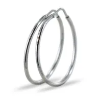 Picture Thin women's hoop earrings in white gold (31.60 mm)
