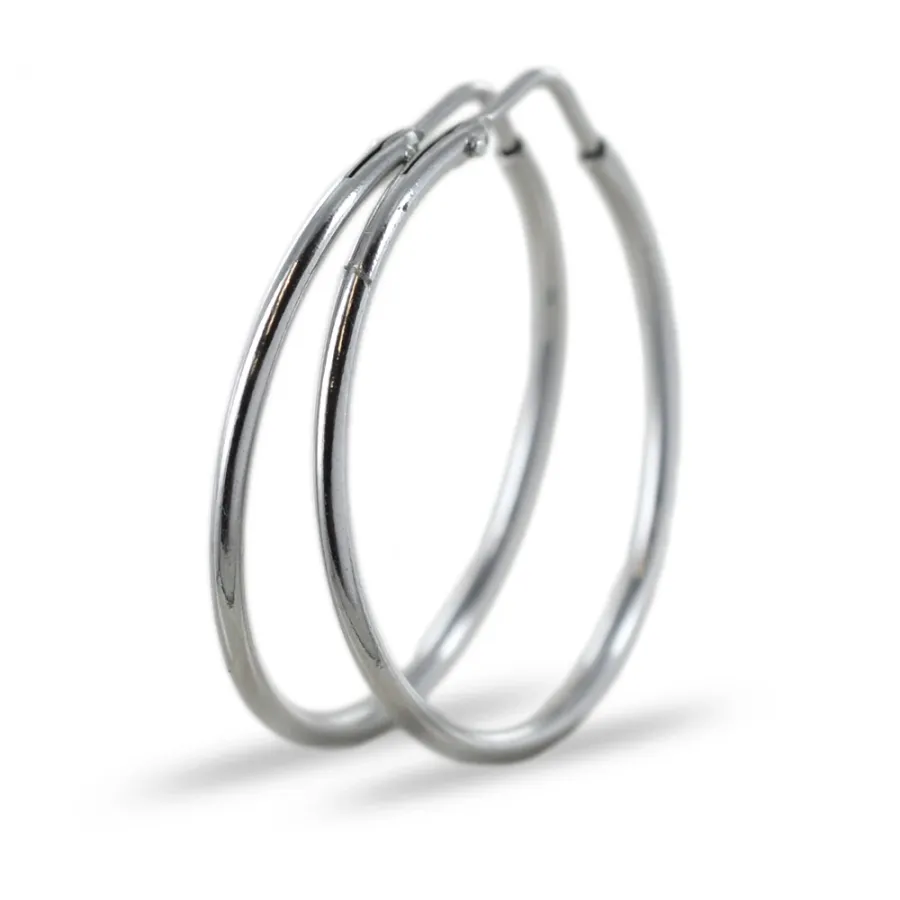 obrazek 1 Cienkie damskie kolczyki koła z białego złota (31,60 mm)