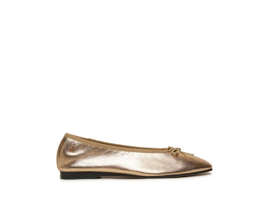 obrazek 1 Tommy Hilfiger Baleriny Ballerina Soft Leather Metallic FW0FW08452 Złoty