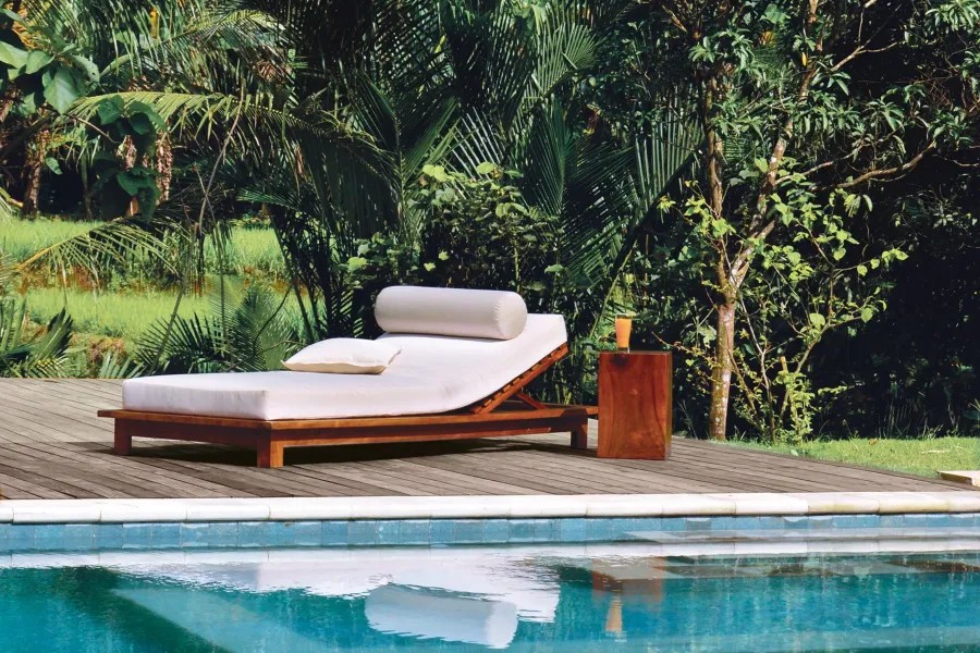 obrazek 4 Leżak na kółkach Saint Raphael wykonany z naturalnego drewna tekowego