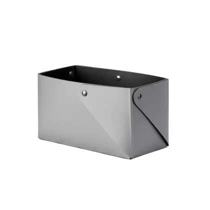 Zdjęcie Szary pojemnik Miu 7x14xH8 cm wykonany z naturalnej skóry