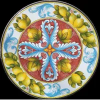 Zdjęcie Stylowy blat z lawy wulkanicznej do ogrodu i na taras zdobiony roślinnym ornamentem – Ceramiche Valchida