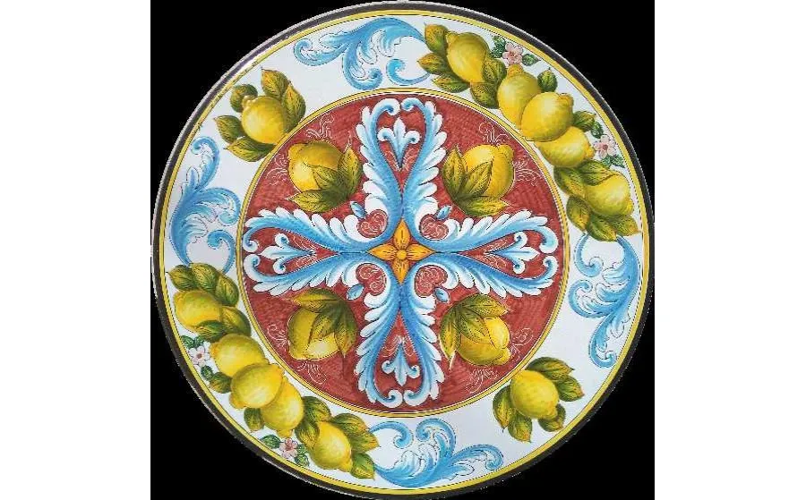 obrazek 1 Stylowy blat z lawy wulkanicznej do ogrodu i na taras zdobiony roślinnym ornamentem – Ceramiche Valchida